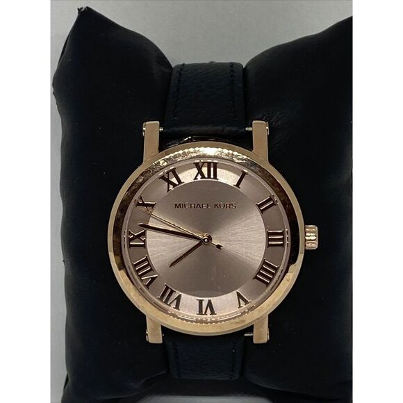 Michael Kors Norie MK3561 Women's Black Leather Analog Dial Quartz Watch JK355 - Picture 1 of 12